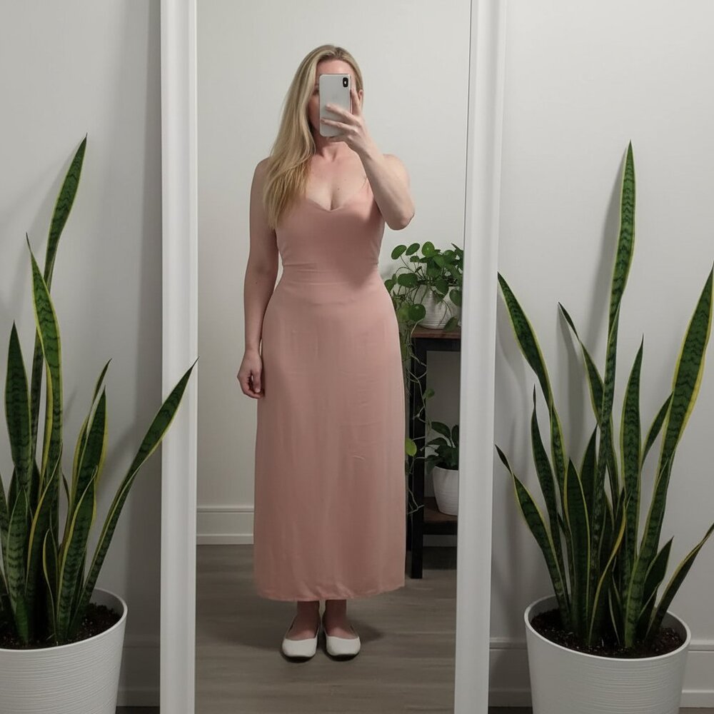 Cloth & Stone Peach Tencel Scandi Girl Playful Nordic Inspired Maxi Dress Small